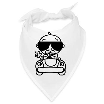 Baby Cool fährt Auto - Bandana - Weiß - Vorne
