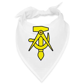 Kommunismus – Hammer, Zirkel, Sichel, Pinsel - Bandana - Weiß - Vorne