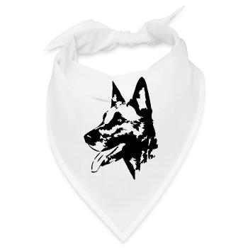 Malinois Kopf - Bandana - Weiß - Vorne