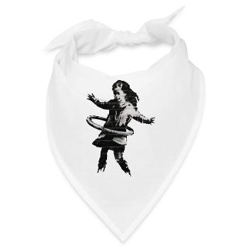Banksy HulaHoop Mädchen Nottingham Ilkeston Straße - Bandana - Weiß - Vorne