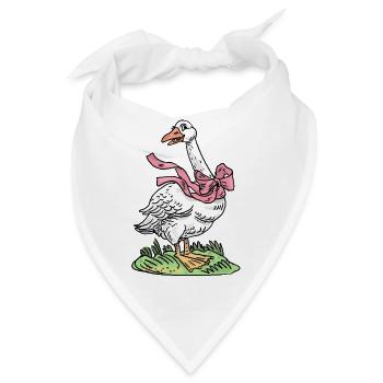 Gans mit rosa Schleife - Bandana - Weiß - Vorne