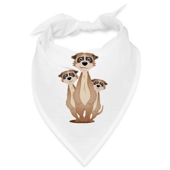 lustige Erdmännchen Gruppe mit Kuschelfaktor - Bandana - Weiß - Vorne