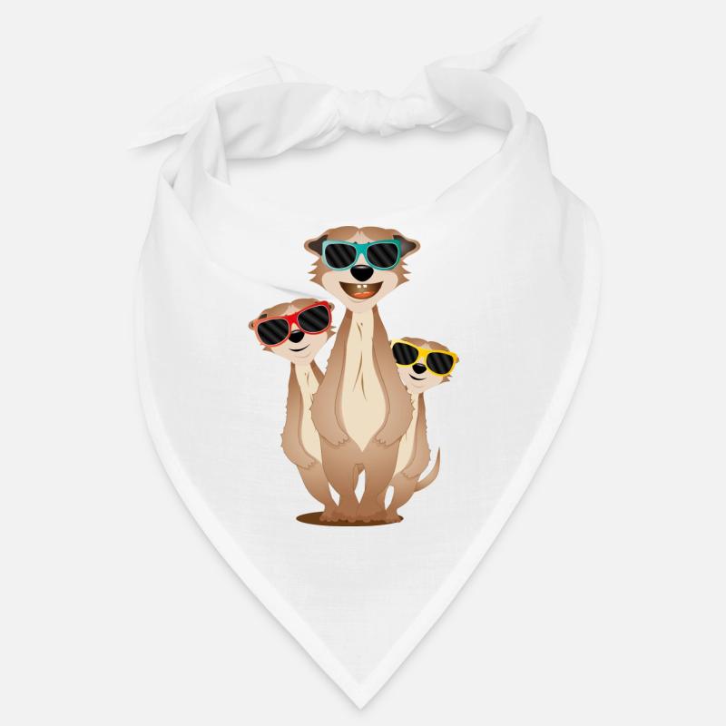 coole Erdmännchen Gruppe mit Sonnenbrillen - Bandana - Weiß