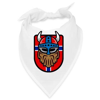 Cooler Wikinger Logo mit Norwegischer Flagge - Bandana - Weiß - Vorne
