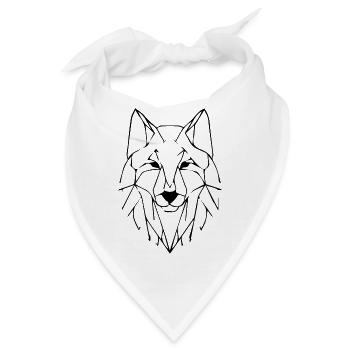 Wolf geometrisch - Bandana - Weiß - Vorne
