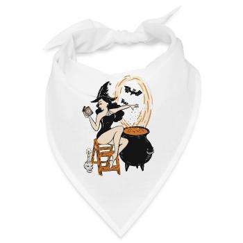 Halloween Hexe Pin Up Vintage Retro - Bandana - Weiß - Vorne