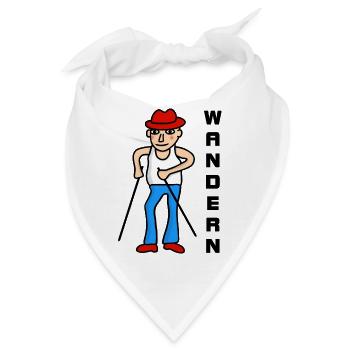 Mann mit Stock und Hut geht Wandern - Wanderer - Bandana - Weiß - Vorne