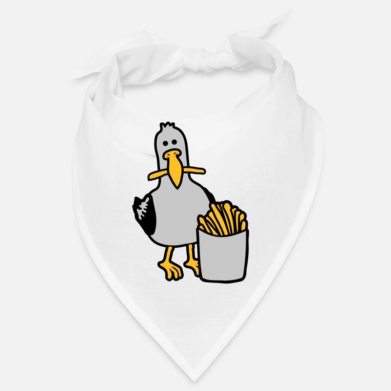 Glückliche Möwe geklaute Pommes - Bandana - Weiß