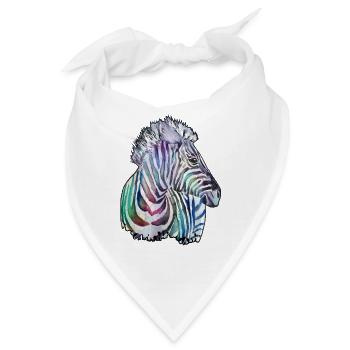 Buntes Zebra in Aquarell - Bandana - Weiß - Vorne