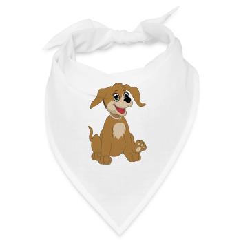 Hund sitzend - beige - Bandana - Weiß - Vorne