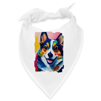 Porträt des Hunde-Corgis - Bandana - Weiß - Vorne