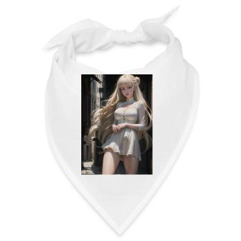 Woman in a alley, town,Generated AI - Bandana - Weiß - Vorne