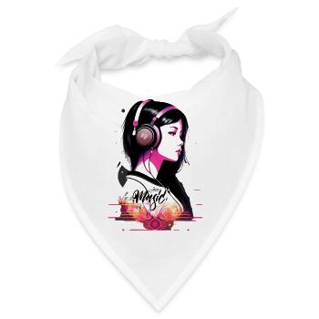 JUST MUSIC T-Shirt. Musik ist Leben - Bandana - Weiß - Vorne
