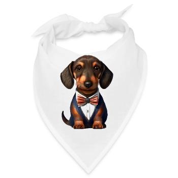 Dachshund Hunde mit Anzug Hund Dackelwelpe - Bandana - Weiß - Vorne
