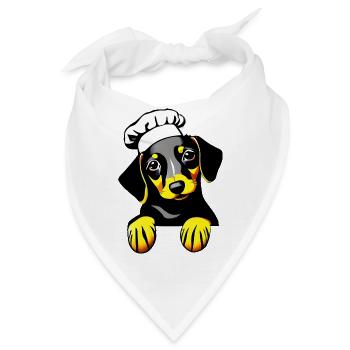 Dachshund Hunde Gastronom Hund Dackelwelpe Kochen - Bandana - Weiß - Vorne