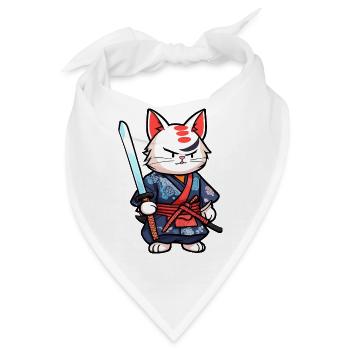 Samurai-Katze #25 - Bandana - Weiß - Vorne