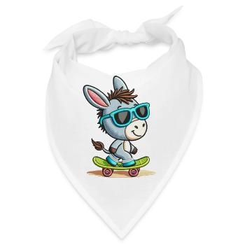 Coole Skater-Esel-T-Shirt - Bandana - Weiß - Vorne