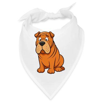 Worried Shar Pei Falten Augenbrauen-Kunstwerk - Bandana - Weiß - Vorne