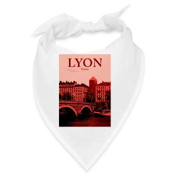 Lyon Skyline roter Overlay - Bandana - Weiß - Vorne
