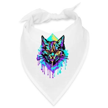 Katze Kunst Strassenkunst Graffiti Zeichnen - Bandana - Weiß - Vorne