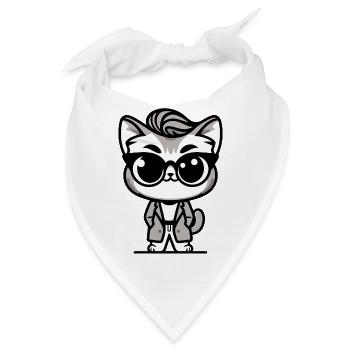 Eine trendige Katze im Cartoon-Stil - Bandana - Weiß - Vorne