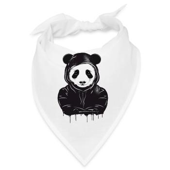 witziger Panda Bär Kopf mit Hoodie Kapuze - Bandana - Weiß - Vorne