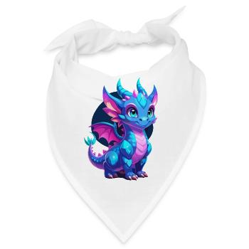 Niedlicher blauer geschuppter Drache - Bandana - Weiß - Vorne