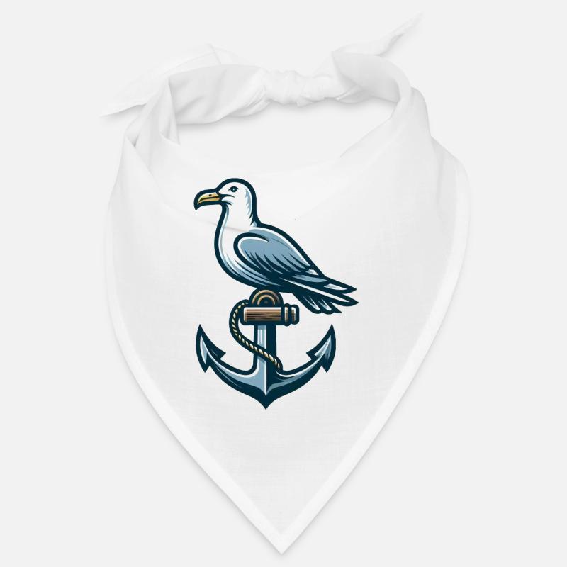 Anker mit Möwe - Bandana - Weiß