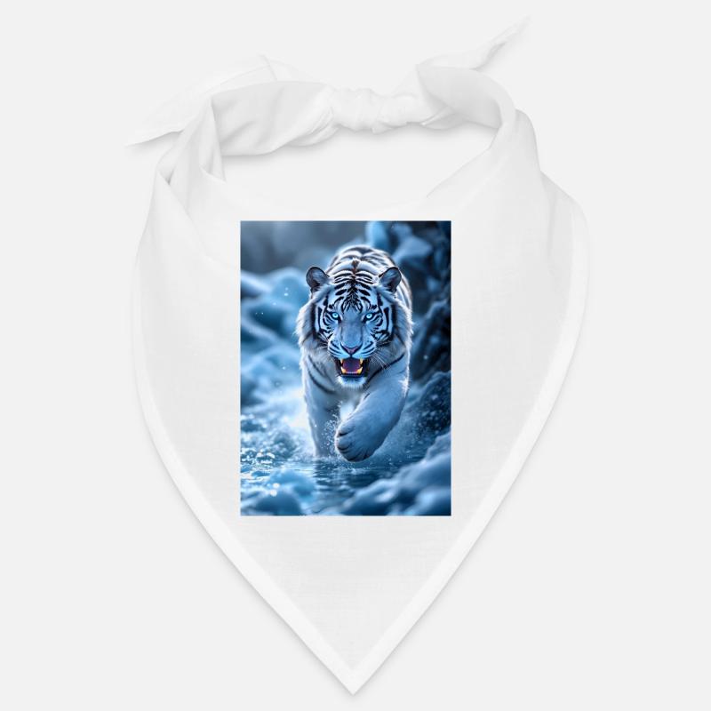 White tiger runs through stream Bandana