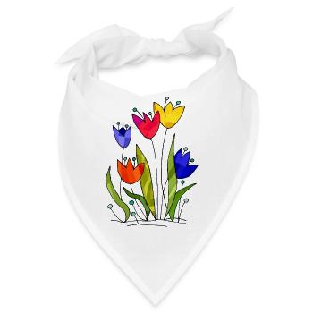 Blumen - Bandana - Weiß - Vorne