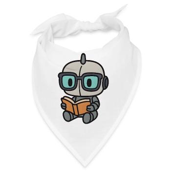 Geek Roboter mit Brille und Buch - Bandana - Weiß - Vorne