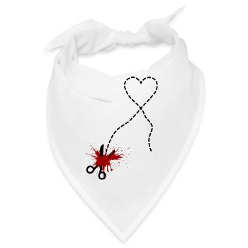 Hier schneiden – Herzschmerz & Leidenschaft - Bandana - Weiß - Vorne