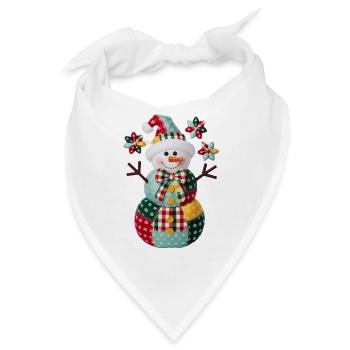 Patchwork Schneemann Feiertagsstimmung - Bandana - Weiß - Vorne
