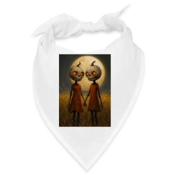 Kürbis-Zwillinge im Mondschein - Bandana - Weiß - Vorne