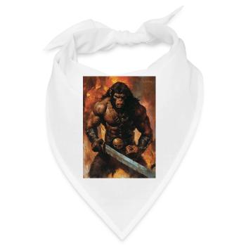 Heavy Metal Affe mit Schwert - Bandana - Weiß - Vorne