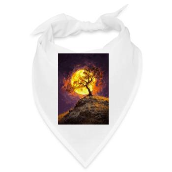 Einsamer Baum im Mondschein auf Klippe - Bandana - Weiß - Vorne