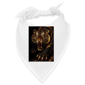 Tigerwut auf dunklem Boden - Bandana - Weiß - Vorne