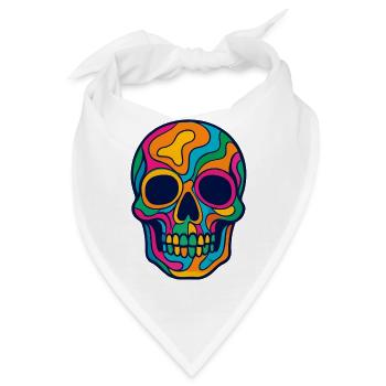 Halloween Mehrfarbiger Totenkopf - Bandana - Weiß - Vorne