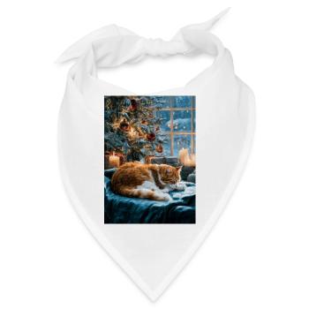 Gemütliches Weihnachts-Katzenschläfchen - Bandana - Weiß - Vorne