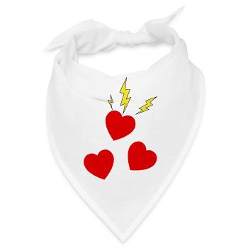 Elektrische Herzen in Rot - Bandana - Weiß - Vorne