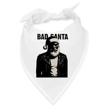 Rebellischer Weihnachtsmann in Lederjacke - Bandana - Weiß - Vorne