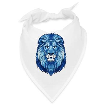 Blauer Geometrischer Löwe - Bandana - Weiß - Vorne