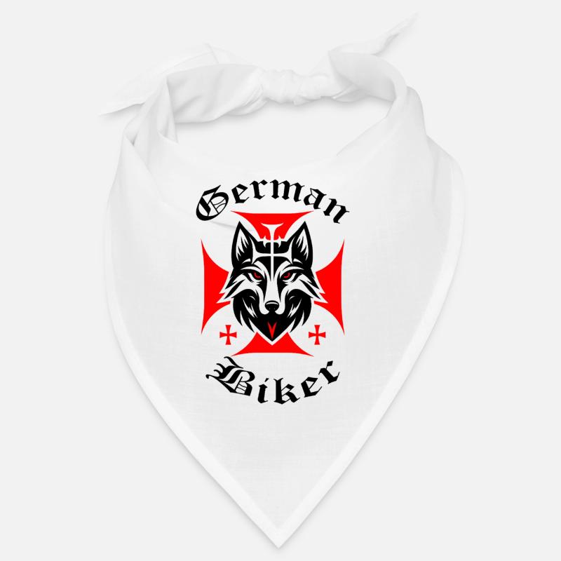 Red Wolf - German Biker - Bandana - white