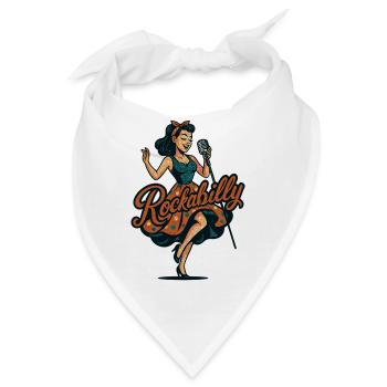 Rockabilly Kohlemikrofon Singen 50er Geschenk - Bandana - Weiß - Vorne