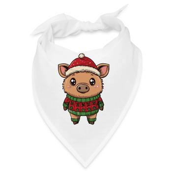 Schwein Weihnachten Xmas Wildschwein - Bandana - Weiß - Vorne