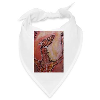 Roter Drache handgemalt  - Bandana - Weiß - Vorne
