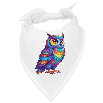 Bunte Eulen-Regenbogen-Pop-Art-Aquarell - Bandana - Weiß - Vorne
