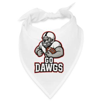 Go Dawgs Bulldog Football Maskottchen-Design - Bandana - Weiß - Vorne