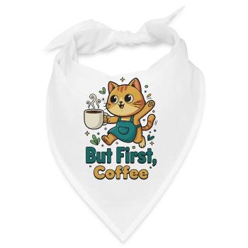 Kaffee Zuerst Katze - Bandana - Weiß - Vorne