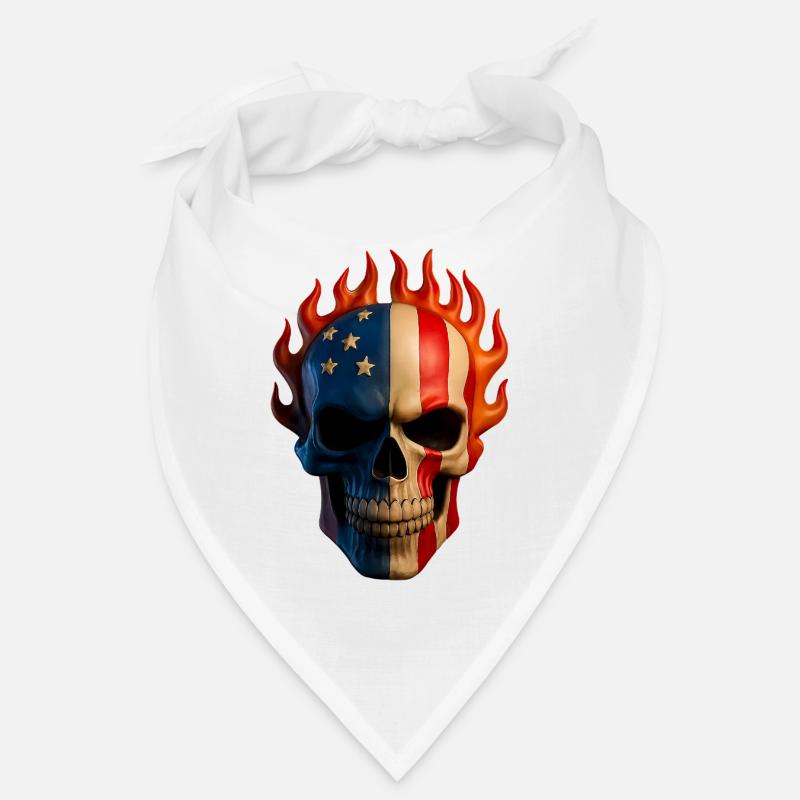 Crâne de drapeau enflammé Bandana